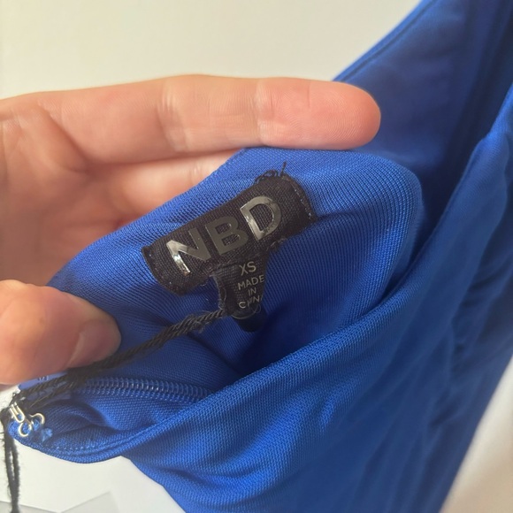 NWT REVOLVE NBD Sapphire Blue Halter Plunge Neckline Bodycon Mini Dress - Picture 7 of 12